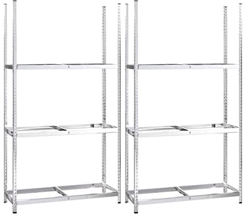 vidaXL Reifenregale mit 3 Böden 2 STK. Silbern 110x40x200 cm Stahl