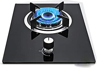 Nuovo Piano Cottura a Gas Piano Cottura a Gas da Incasso| Fornello Singolo da Tavolo |4.8KW Fierce Fire| Pannello in Vetro antideflagrante in Cristallo Nero e Supporto per Stufa in