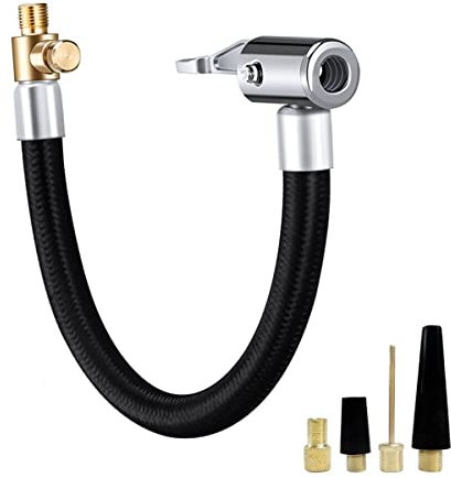 Chuck di bloccaggio del pneumatico con tubo flessibile di gomma, adattatore del tubo flessibile della pompa dell'gonfiatore pneumatico con adattatori della valvola per auto, bicicletta, palla (23.5cm)