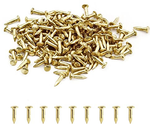 BokWin 200 pz piccoli chiodi Brad in ottone String Art Nails 1,2 x 6 mm Finitura in legno unghie per fai da te scatole di immagini decorative accessori per la casa