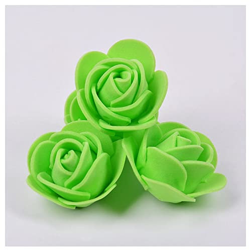 SHTGOI 500 Stück PE Schaumrosen 3.5cm Mini Künstliche Rosenköpfe Foamrosen Kunstrosen Kunstblumen Gefälschte Rosenstrauß für DIY Rosen Bär Valentinstag Hochzeit Party Home Dekoration Grün