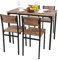 PULUOMIS Dining Table and Chairs Set 4, Breakfast Dining Table and 4 Chairs 5 Piece Dining Room Set, Modern Design for Kitchen Home Bistro Patio Garden, Brown