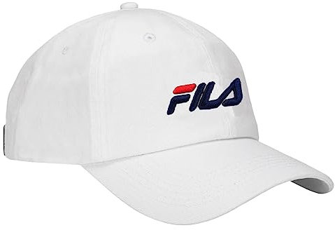 FILA Unisex Baseballmütze Speed Logo Baumwolle Twill Slouch verstellbar, Weiss/opulenter Garten, Einheitsgre