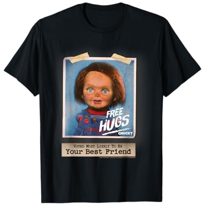 Chucky Vintage Style T-Shirt Noir pour Hommes - Coupe Classique, Manche Courte - T-Shirt Horreur pour Adultes Unisex