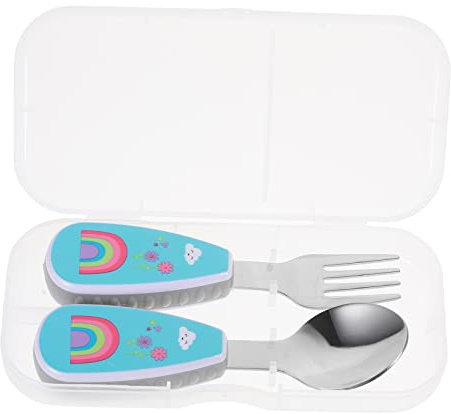 Toyvian Baby Entwöhnungsset 1 Satz Essenstrainingslöffel Kinderbesteck Geschirrtuch Kindergeschirr Sich Ernährende Geschirr Karikatur Löffel Mit Kurzem Griff Edelstahl 304