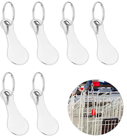 Simsky 6 Pièces Caddie Jeton Caddie Universel Puce pour Caddie Jeton, Jeton Chariot, Jeton Caddie Metal,Puce pour Caddie,Porte-clés en Métal pour Chariot de Courses,Panier D'achat Amovible Porte-clés