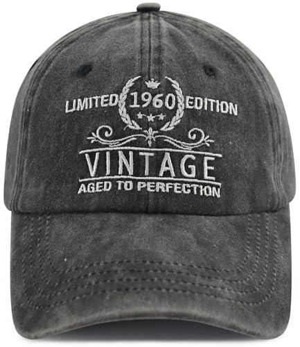 Xpayzere Limited Edition 1960 1961 1962 1963 1964 1965 1966 1967 1968 1969 Mütze für Herren und Damen, lustige Geburtstags-Baseballkappe, Limitierte Auflage 1960, bestickt, schwarz, Einheitsgröße
