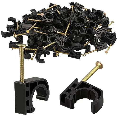100 Stück Halbklemmen J-Haken mit Nägeln Set, 1,27 cm J-Haken, J-Klemmen für PEX, Kupfer, CPVC Rohrverbindungen (1/2 Zoll, 100 Stück)
