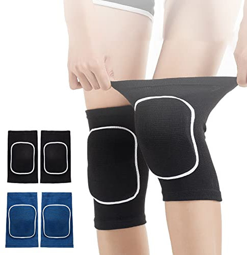 Eowppue 2 Paia di Ginocchiere Pallavolo, Ginocchiere in Spugna Anticollisione Ispessita, Ginocchiere Calcio Pallavolo Uomo e Donna Ginocchiere Basket，Taglia L