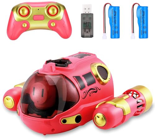 Wyxron Barco Teledirigido Niños, Lancha Teledirigida Con 2 Baterías Recargables, Barco RC Con Spray/Luz de Luz/Propellers Dobles, 2.4GHz RC Juguete Barco Para Piscinas y Lagos, Regalo Para niños y