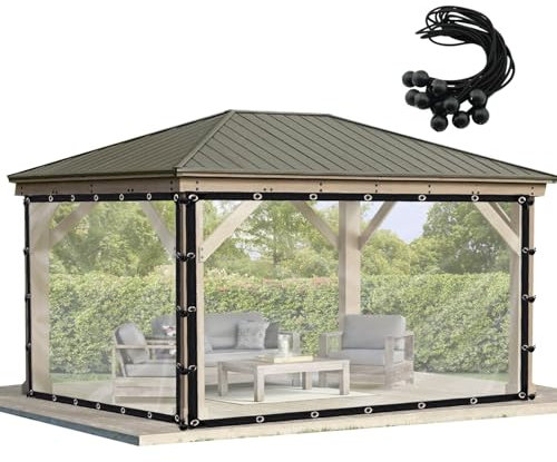 Transparente wasserdichte Plane mit Ösen, durchsichtige Kunststoff-Plane, 2 x 2,5 m, wärmeisolierende Plane für Pergola, reißfeste Trennvorhänge (Farbe: Klar, Größe: 6 x 2,5 m)