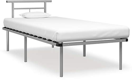 THOYTOUI Bettgestell, Tagesbett Metallbett Betten Bettsystem Geeignet für Mehrbettzimmer Gästezimmer Wohnung Hotel Grau Metall 90x200 cm