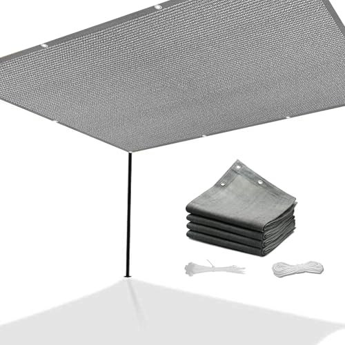 Tenda a Vela Ombreggiante 6 x 8 m Rettangolare Telo Ombreggiante Tenda Vela Giardino Resistente e Traspirante per Terrazza Serra, Giardino, Grigio