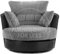 Furnishings For Less UK Luxor Jumbo Cord Sofa Black and Grey Single Seater Swivel Chair 360 Degree Rotation (Swivel Chair)