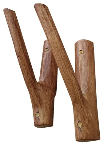 JCVCCV 2 X Support De Montage Mural en Bois Massif, Support Triangulaire en Forme De Branche Irrégulière, Bois De Cerisier, Équerre Étagère Décoratif De Style Pastoral, Adapté À La Ferme(Walnut)