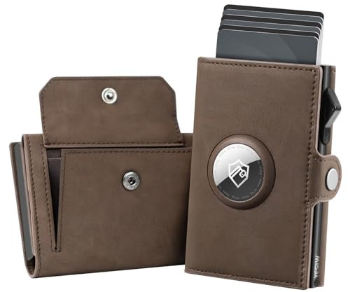 YESIIW Portemonnaie Herren Apple Airtag Slim Wallet mit XL Münzfach, Kartenetui, Kartenhalter, Geldbeutel, Smart Wallets for Men mit RFID Schutz, 2×ID-Fenster