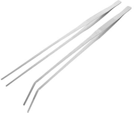 Milisten 2 Stück-pack Reptilien Fütterungszangen Edelstahl 20cm Gerade Gebogene Pinzette Aquarium Terrarium Zubehör Fütterungswerkzeug Aquarienzange