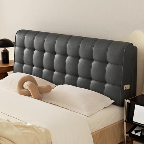 ZZYK Schwarz,Straps/71x23x2In, Rechteck Kopfteil Kissen Wandmontage Kopfteil Lesekissen,Keil Kissen Kopfteil Unterstützung Gepolstertes Bett Rückenlehne Nachttisch Polster