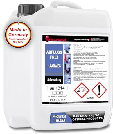 Abflussfrei Haar-weg – Viskoser Abflussreiniger, Rohrreiniger – gegen Verstopfungen und Haare - für Dusche, Bad, Badewanne, WC, Waschbecken, Küche, Siphon 10 Liter