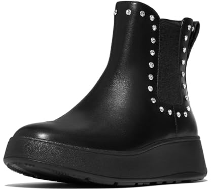 FitFlop Women's F-Mode Gem-Trim Leather Flatform Chelsea BootsChelsea Boot