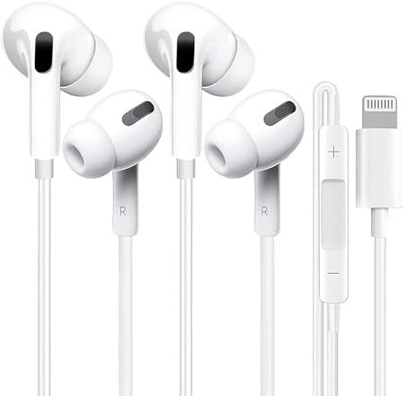 Apple MFi Certified iPhone Headphones Earbuds Earphones wtih Lightning Connector Compatible with iPhone 14 13 12 11 Pro Max X XS XR 8 7 Plus with Microphone (White)