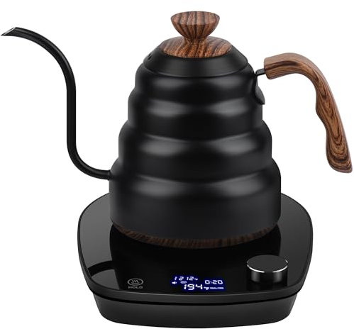 Bouilloire électrique col de cygne avec contrôle intelligent de la température, chauffage rapide, intérieur en acier inoxydable, pour verser le café, infuser le thé, faire bouillir de l'eau chaude