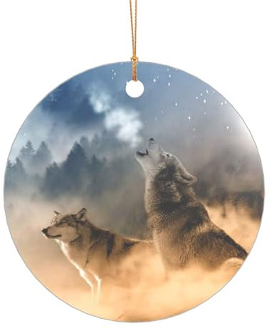 GSGCSBYMLG Weihnachtsanhänger mit Wolfs-Motiv, Acryl, zum Aufhängen