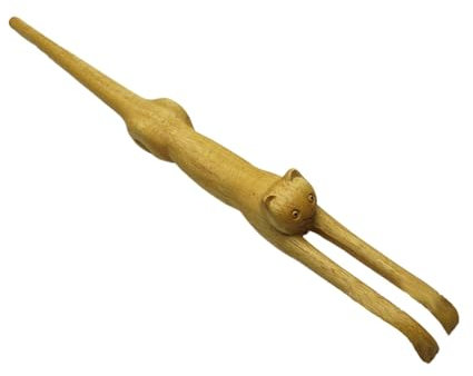 Rascador de espalda de madera para gatos, divertido rascador de espalda con forma de gato de tilo con mango largo, divertido rascador de espalda en forma de gato, para alivio instantáneo de la picazón