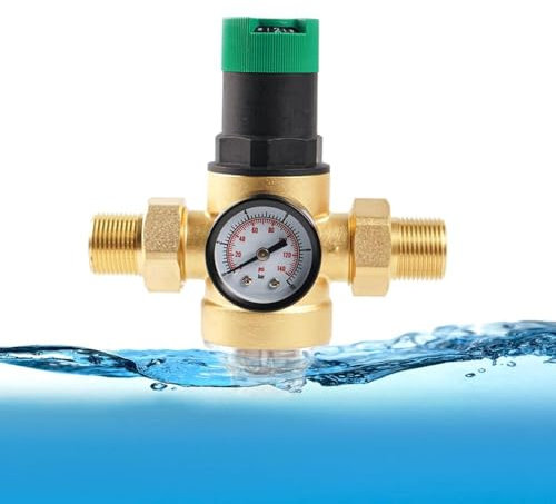 Druckminderer Wasser 1 Zoll DN25, Wasserdruckregler mit Manometer und Siebfilter, Wasserdruckmesser Aus Messing zur Regulierung des Wasserdrucks