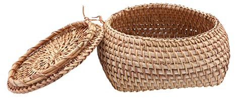 IMIKEYA Rattan Storage Box Woven Lid for Household Desktop for Living Toy Storage Baskets Basket Organization