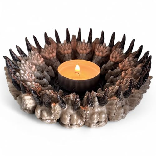MIJOMA Gothic-Teelichthalter – Mystischer Drachenring mit keltischem Knoten – Für Teelichter bis 5 cm – Stimmungsvolle Deko aus Polyresin – Fantasy & Mittelalter-Design, 13,5 cm Durchmesser