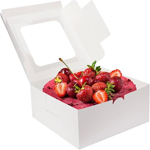 Tlczrva 10 Stück Kuchenbox mit transparentem Fenster, Cupcake-Box für Kuchen, Macarons, Muffins, Gebäck, Kuchen-Transportbox für Hochzeiten, Geburtstagsfeiern, Familienfeiern, Ostern
