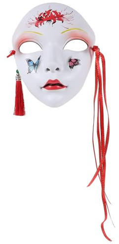 Partymaske für Erwachsene im Chinesischen Stil, ABS Ganzgesichtsmaske | Funny Face Optik, Angenehm zu Tragen, für Festivals und Cosplay Party, Handverziertes Design