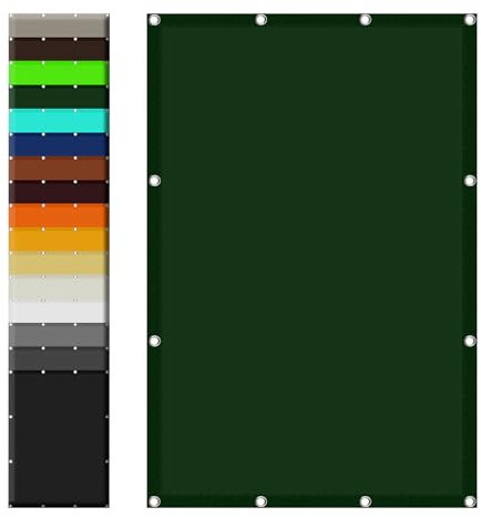 Balkonbespannung Reißfest 1 x 1.7 m 100% Wasserabweisend 98% UV Beständig Segeltuch Meterware mit Ösen Ohne Bohren mit Seil für Patio Hinterhof Rasengarten, Dunkelgrün