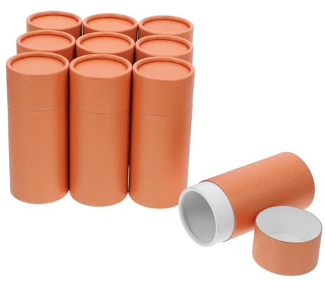 minkissy 10stücke Leere Runde Pappschachtel Mit Deckel Kraftpapierreinigerboxen Für Teeaufbewahrung Zylinderbehälter Aus Dickem Karton Für Ätherische Öle Und Gewürze