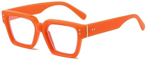 DENUVI Brillengestell mit Nieten, Computerbrille, Orange