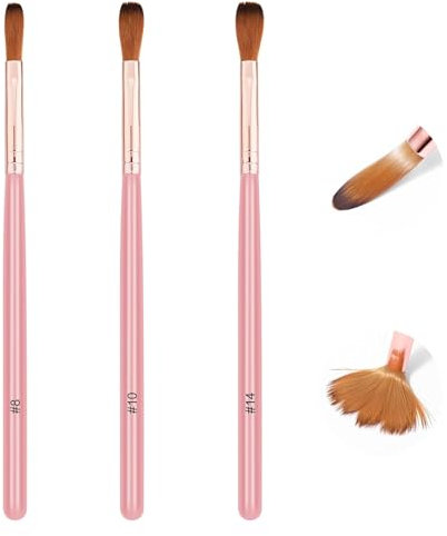 3 PCS Acrylic Nail Brush Set,Size 8/12/14 Professional Nail Brushes with Ergonomic Handle- Synthetic Bristles,Durable and Easy to Clean for Professional Use