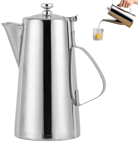Getränkekrugkessel - 2L kaltes Getränk, Edelstahlwasserkrug | Multi -Use -Saft- und Teebehälter mit Deckel und Ausguss, Durral Metal -Getränkkrug für Hotel, Bar, Café, Restaurant & Home