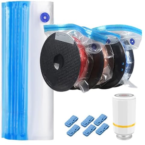 Filament Vakuumbeutel Kit Mit Automatische Pumpe, 30 Stück 3D-Druck Filament Vakuum Versiegelte Beutel 34 x 30cm für 1.75mm 3D Drucker Filaments, Wiederverwendbar Aufbewahrungsbeutel