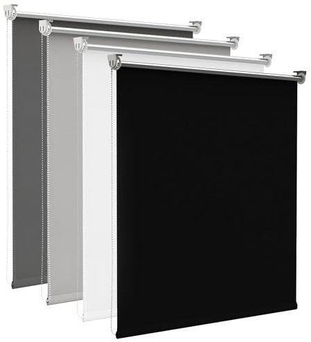 Verdunklungsrollo ohne Bohren Schwarz B100 x H170 cm - 100% Lichtundurchlässig Rollos Klemmrollos für Fenster Innen, Blickdicht Thermovorhang Verdunklungsvorhänge Scheibengardine Gardine