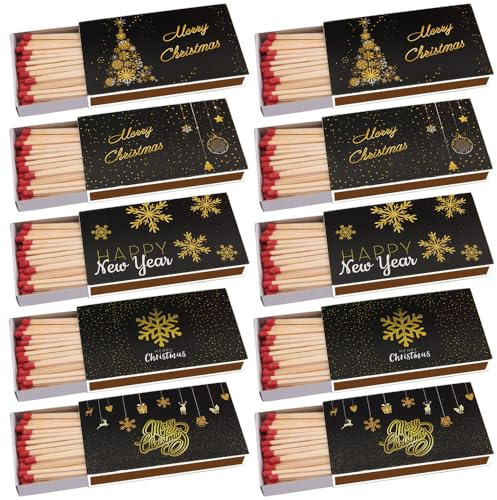 Kaminhölzer Weihnachten Neujahr Kaminstreichholz Zigarrenhölzer Pfeifenhölzer 100mm XXL Streichhölzer Kaminanzünder Zündhölzer Zigarre Pfeife Kamin Kerze Lange Brenndauer (10 Packungen)