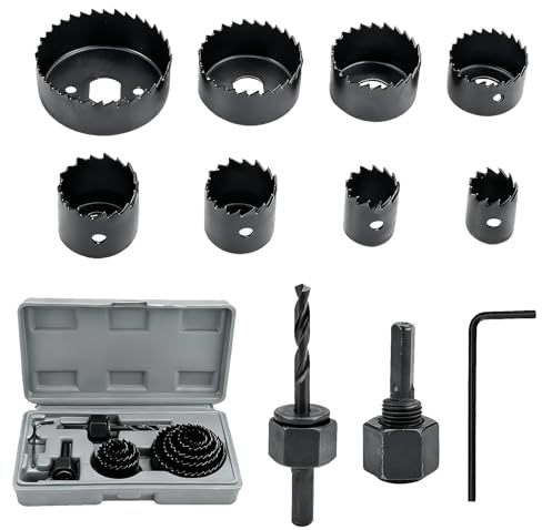 11 Piezas Sierras de Agujero en Acero al Carbono, 19-64 MM Serras Perfuradoras Acero al Carbono, Serras para Madera, Plástico y PVC con Estuche de Almacenamiento Portátil
