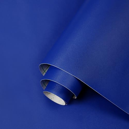 ICYEHAO Self Adhesive Wallpaper Blue, 40 x 500cm Peel and Stick Wallpaper Blue Vinyl Wrap Roll Self Adhesive Furniture Wrap for Living Room,Bathroom,Cabinets,Kitchen