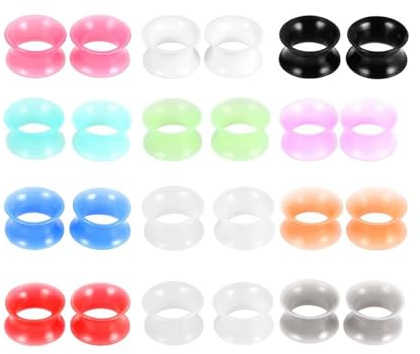 BWDHJLEY Kit Ecarteur Oreille Silicone, Ecarteur Homme Oreille Cerceau Multicolore Plug Tunnel 24 Pièces