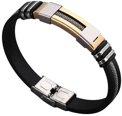 Karma NH10106127 Herren Armband Edelstahl Silikon Silber, Gold, Kupfer od. Schwarz Silikonarmband 21,5 cm Herrenschmuck Männerarmband modern Schmuck für Männer