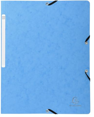 Exacompta 5569E 25er Pack Eckspanner-Mappe. Aus extra starkem Manila-Karton DIN A4 mit 2 Gummizügen und Rückenschild hellblau Sammelmappe Dokumentenmappe