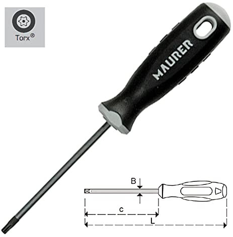 MAURER - Destornillador Torx Inviolable 30 x 115 mm.