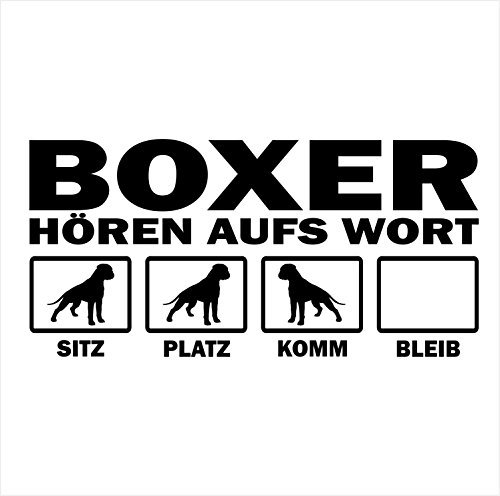 siviwonder Auto Aufkleber Boxer Hunde Hören aufs Wort Hundeaufkleber 30cm Black