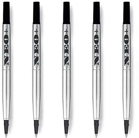 Hochwertiger Quink-Rollerball-Stift füllt Feinspitze 0.5 mm nach - Kompatibel mit Parker (5 x SCHWARZE TINTE)