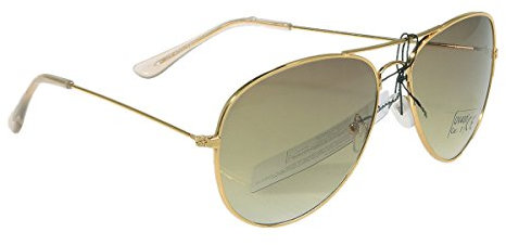 Unbekannt Sonnenbrille mit Federscharnier verspiegelt in verschiedenen Farbe (One size, Goldener Rahmen/Farngrün Gläser)